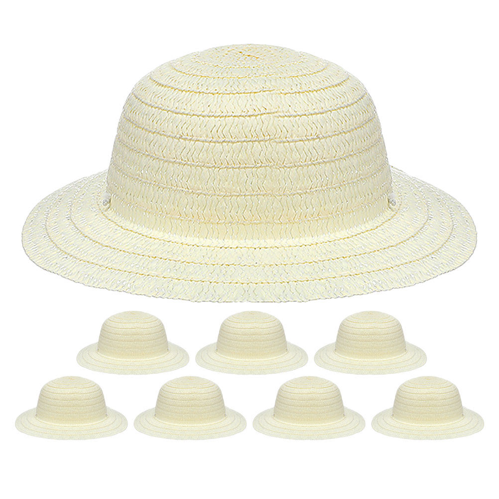 8Pcs DIY Kids Straw Hats White - đánh giá và giá Art Craft Hat