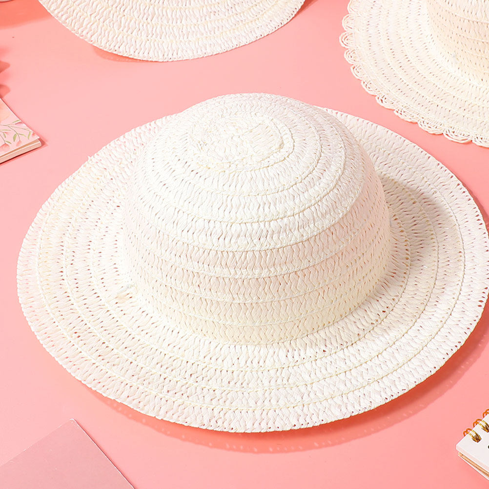 8Pcs DIY Kids Straw Hats White - đánh giá và giá Art Craft Hat