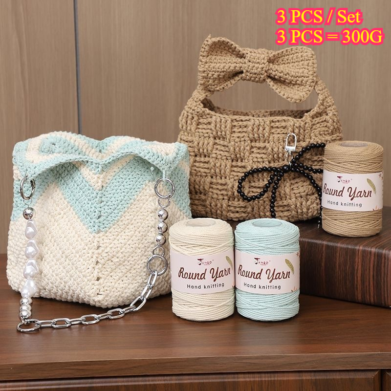 3PCS 300g Round Cotton Yarn So - đánh giá và giá Macrame Cord Cotton