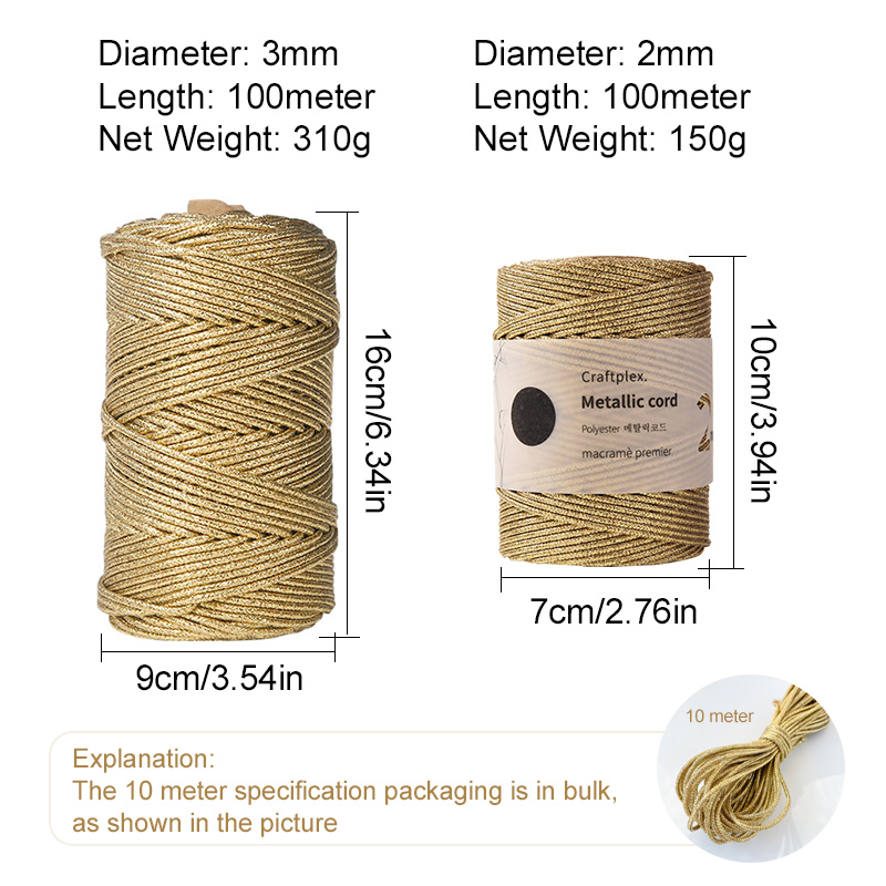 10/ 100m Pack of Core-Wrapped  - đánh giá và giá Macrame Cord Cotton