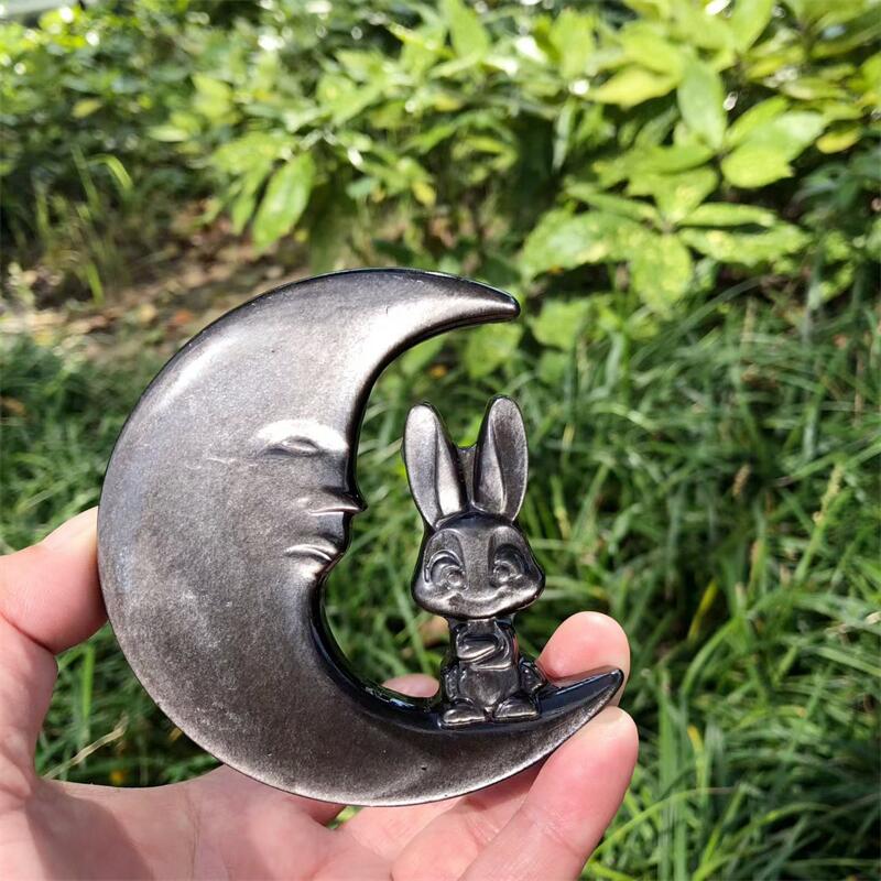 Natural Silver Obsidian Rabbit - đánh giá và giá Art Craft Rabbit