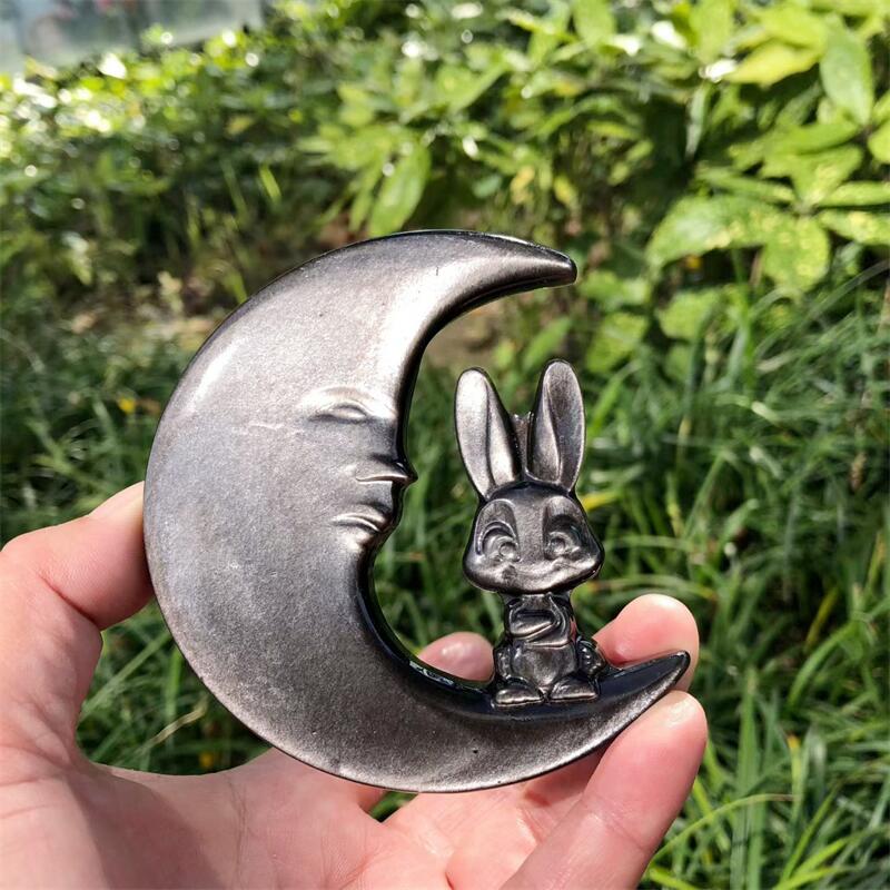 Natural Silver Obsidian Rabbit - đánh giá và giá Art Craft Rabbit